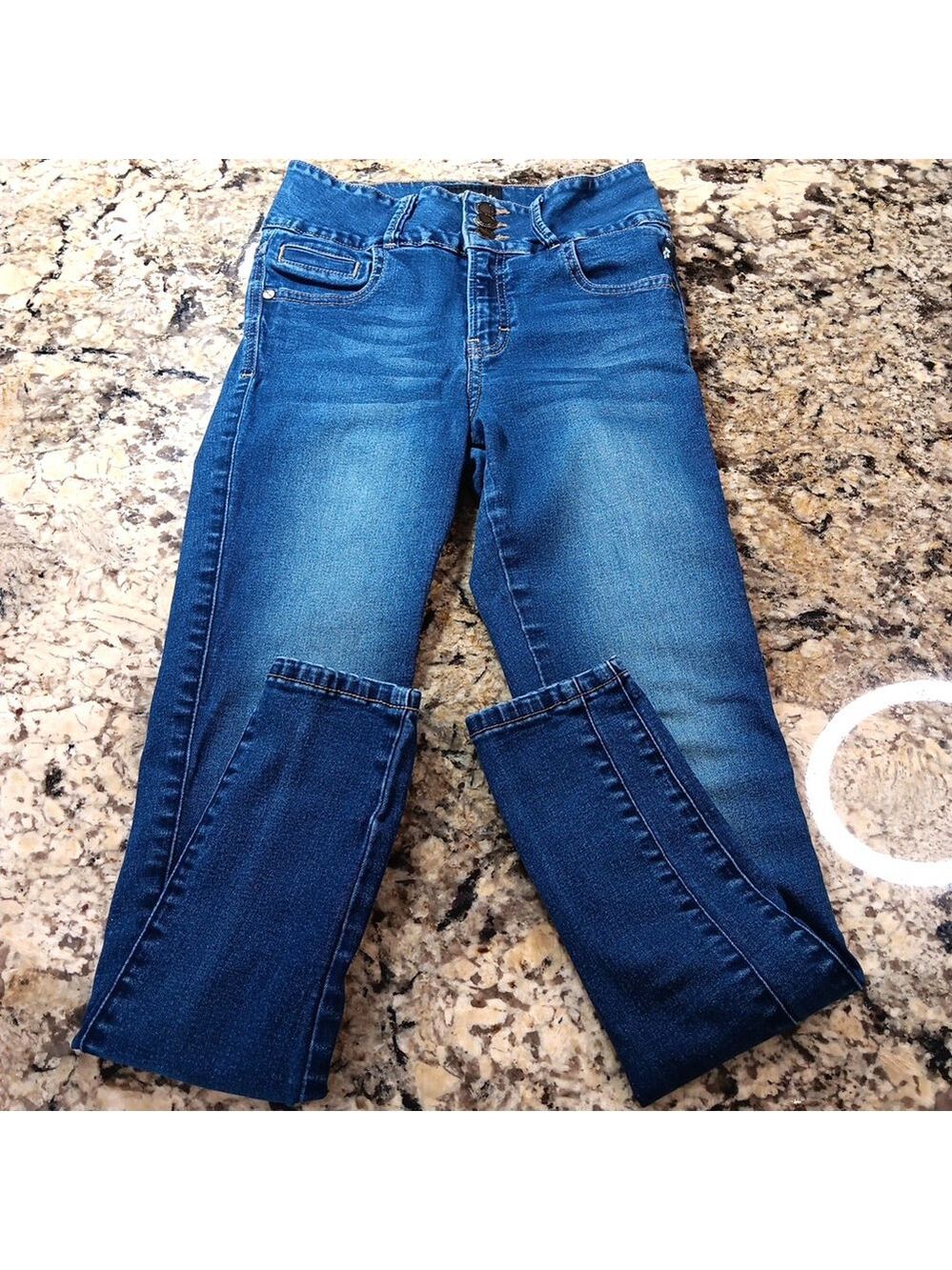 Size 7 X 27 Oh Pomp! Technofitted Skinny Stretch Ankle Womens Blue Jeans Mexico